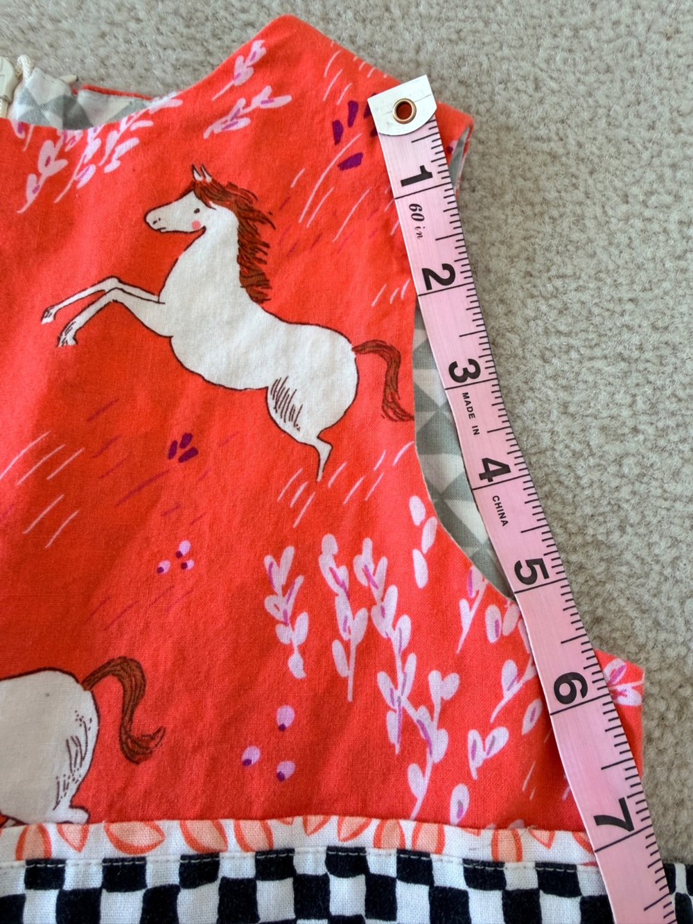 Tati & Me Horse Print Tie Back Coral Dress Boutique 100% Cotton Sleeveless USA - Picture 7 of 7